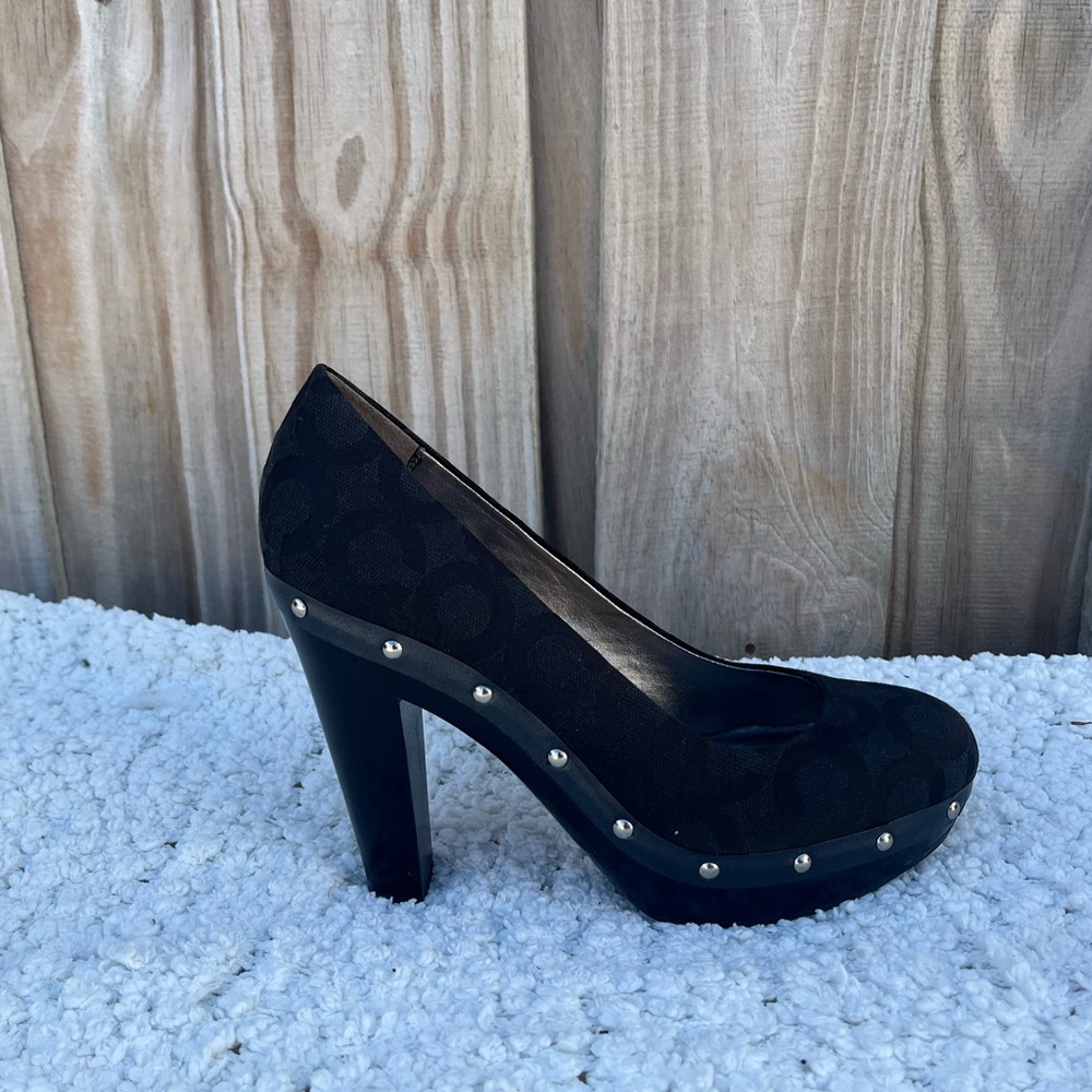NWOT- COACH - CARLI MONOGRAM  Elegant Black High Heel Pumps